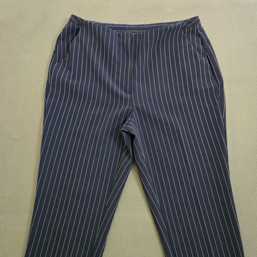 Chico's Women 00 US 2 Navy Blue Mid Rise Pinstriped Ankle Stretch Office Pants - Picture 3 of 12